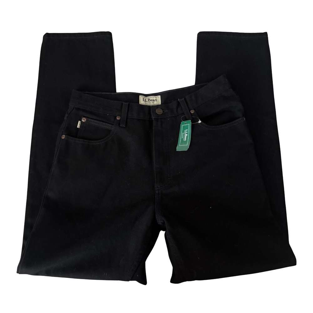 LL Bean Classic Fit Mens Black Denim Jeans Straight Leg NWT 31x30